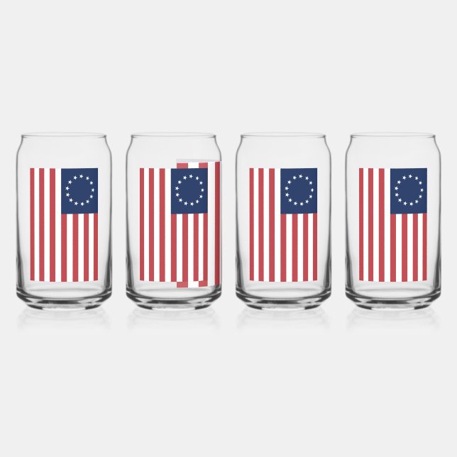 Betsy Ross Flag Design Drinkware Set Can Glass (Front)