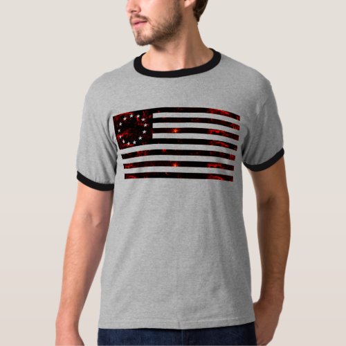 Betsy Ross Flag Fiery Line Art T_Shirt