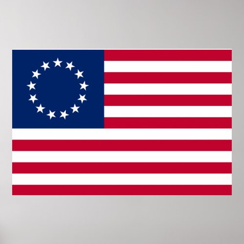 Betsy Ross Flag Vintage American Flag Poster Print