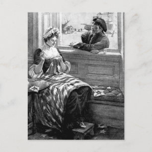 Betsy Ross making the first flag_War Image Postcard