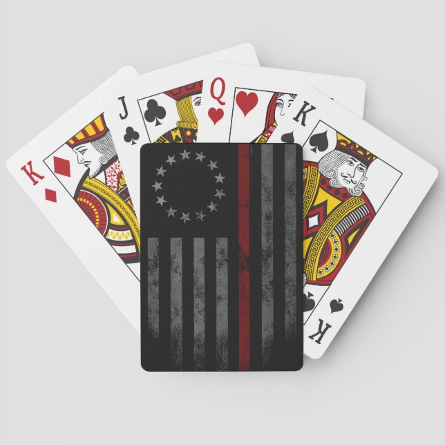 Betsy Ross Red Line American Flag Poker Cards (Back)