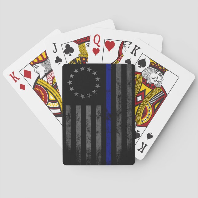 Betsy Ross Red Line American Flag Poker Cards (Back)