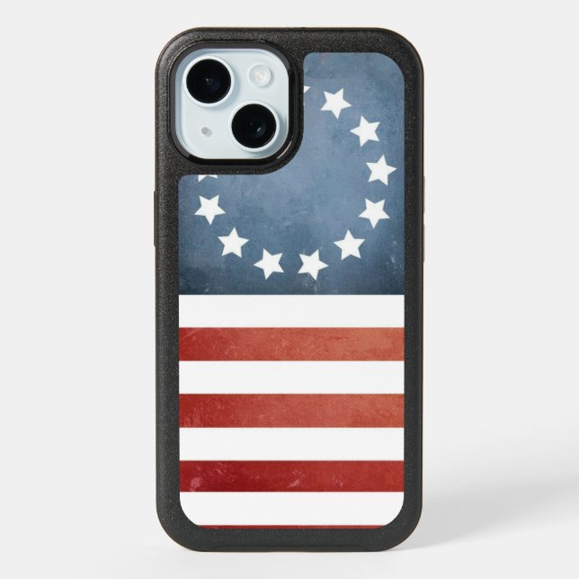Betsy Ross Revolutionary War U.S. Flag iPhone 15 Case (Back)