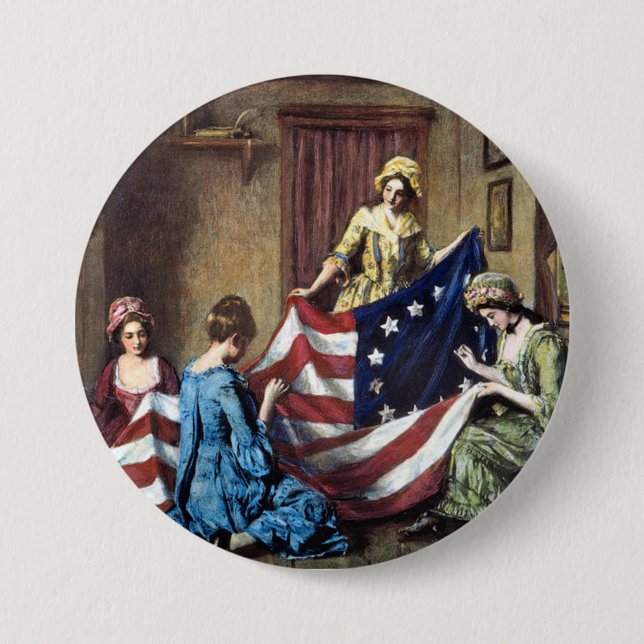 Betsy Ross Sewing The American Flag Button (Front)