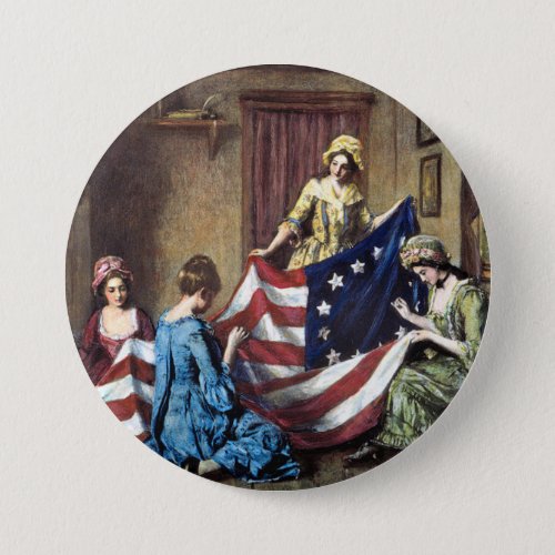 Betsy Ross Sewing The American Flag Button
