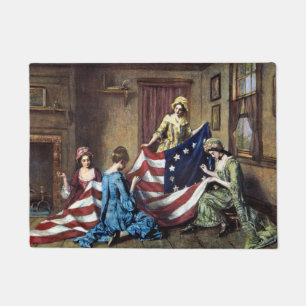 Betsy Ross Sewing The American Flag Doormat