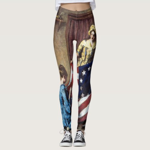 Betsy Ross Sewing The American Flag Leggings
