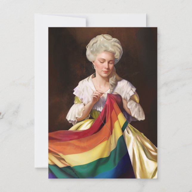Betsy Ross Sewing the Pride Flag Note Card (Front)
