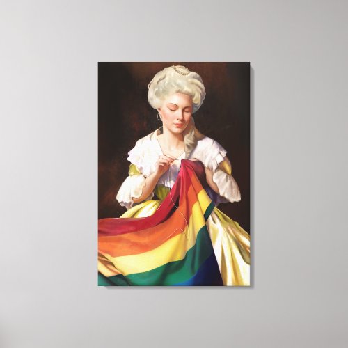 Betsy Ross Sews the Pride Flag Canvas Print