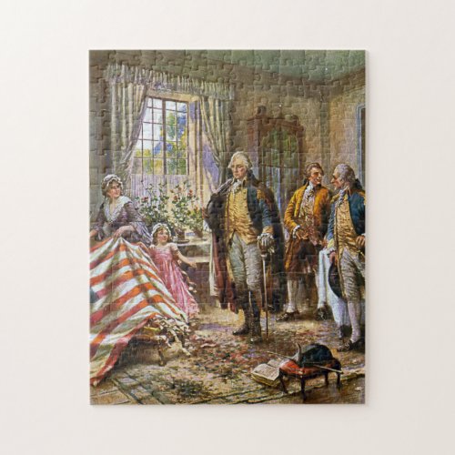 Betsy Ross Shows George Washington American Flag Jigsaw Puzzle