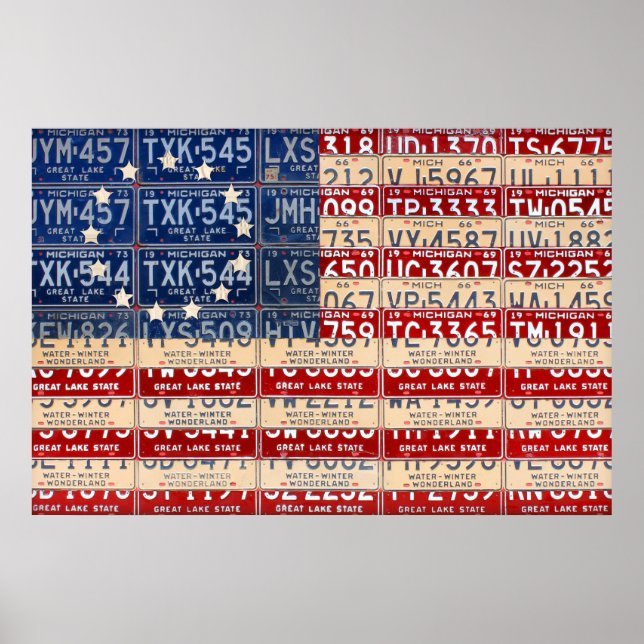 Betsy Ross Style American License Plate Flag Art Poster (Front)