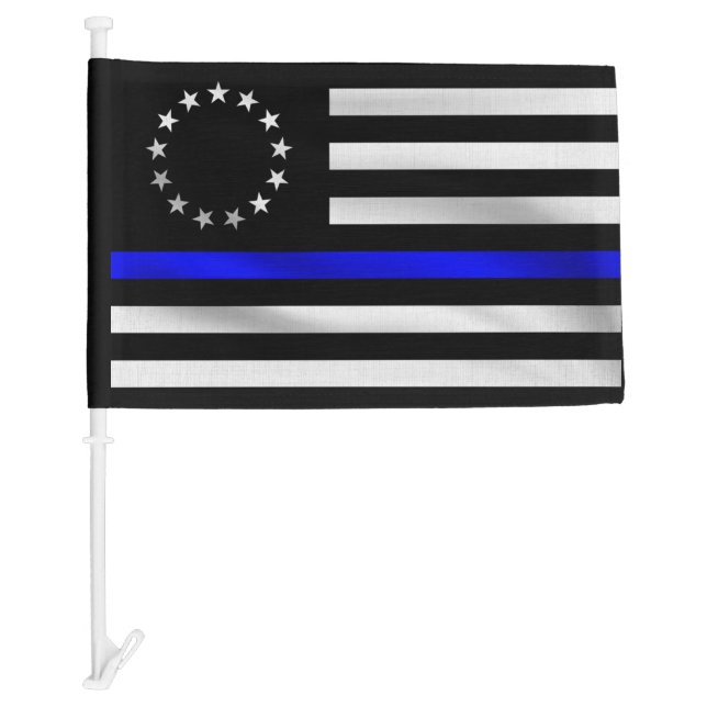 Betsy Ross Thin Blue Line United States Car Flag (Front)