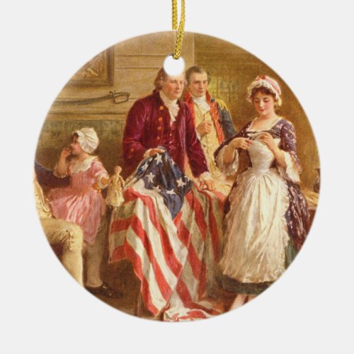 Betsy Ross USA 1777 By Jean Leon Gerome Ferris Ceramic Ornament