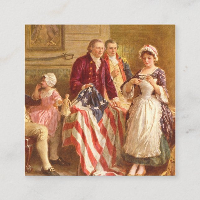 Betsy Ross USA 1777 By Jean Leon Gerome Ferris Square Business Card (Front)