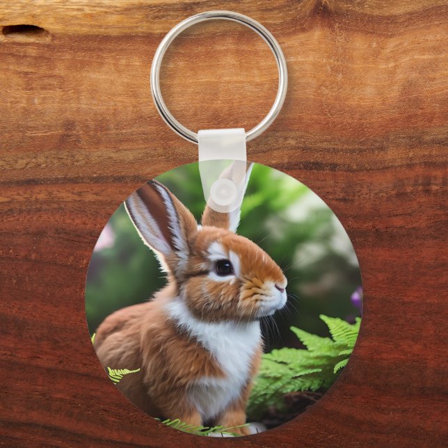 Betsy The Brown And White Bunny, Keyring (Front)