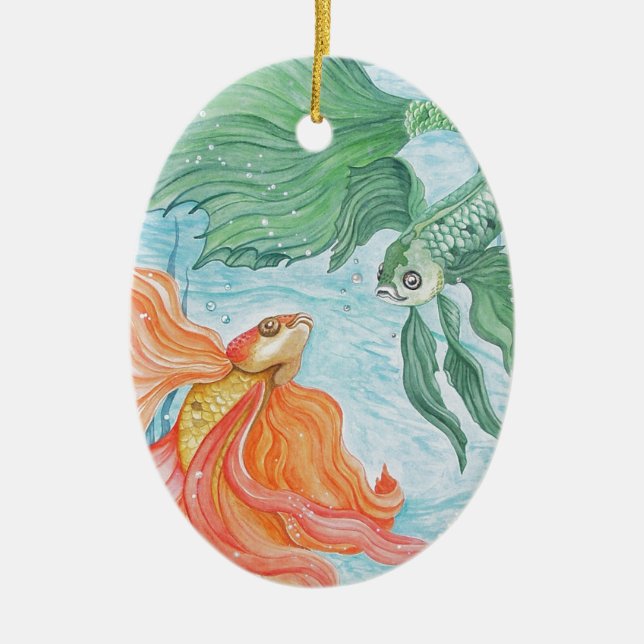Betta Dance Ceramic Ornament (Front)