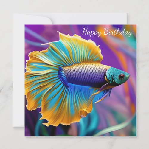 Betta Fish blue gold purple Birthday