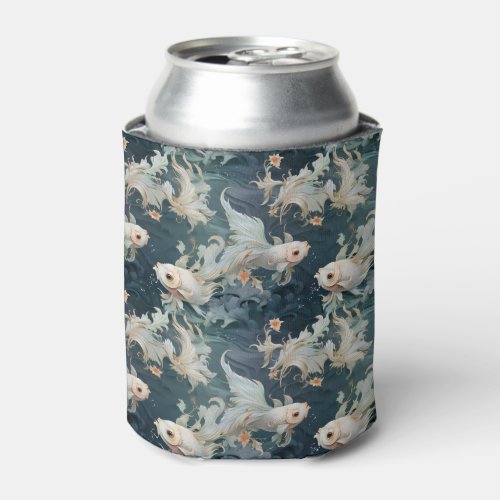 Betta Fish Blue White Can Cooler