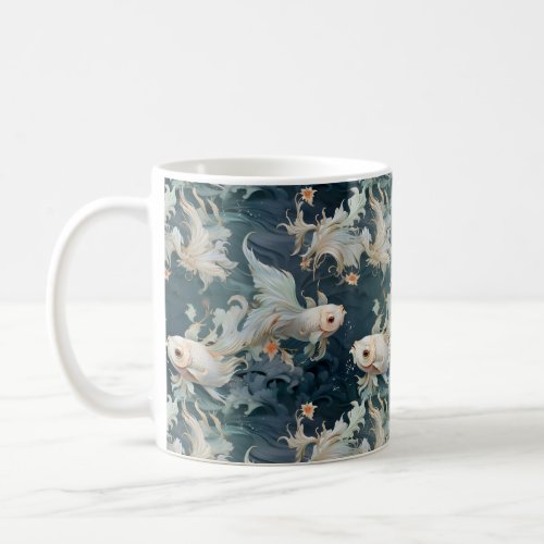 Betta Fish Blue White Coffee Mug