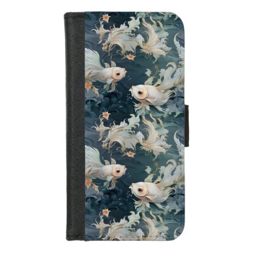 Betta Fish Blue White iPhone 87 Wallet Case