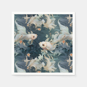 Betta Fish Blue White Napkins