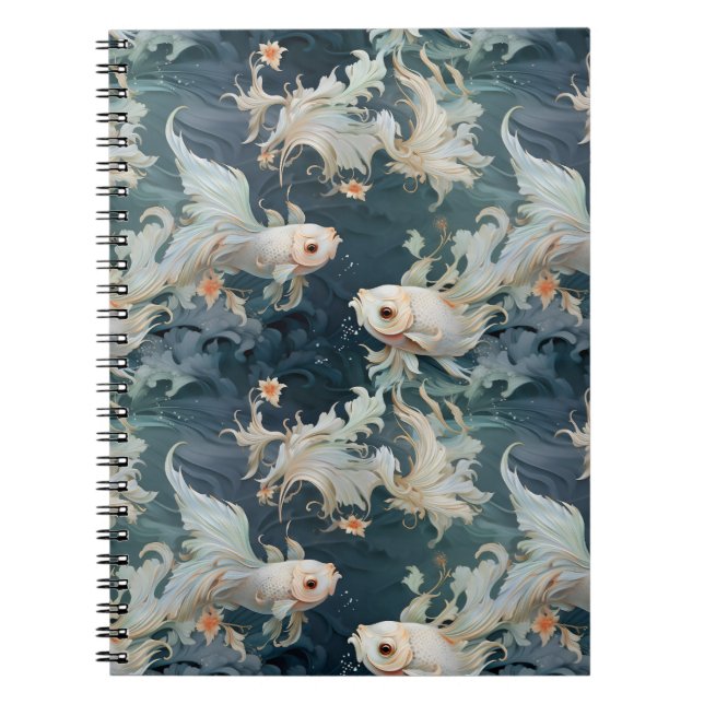 Betta Fish Blue White Notebook (Front)