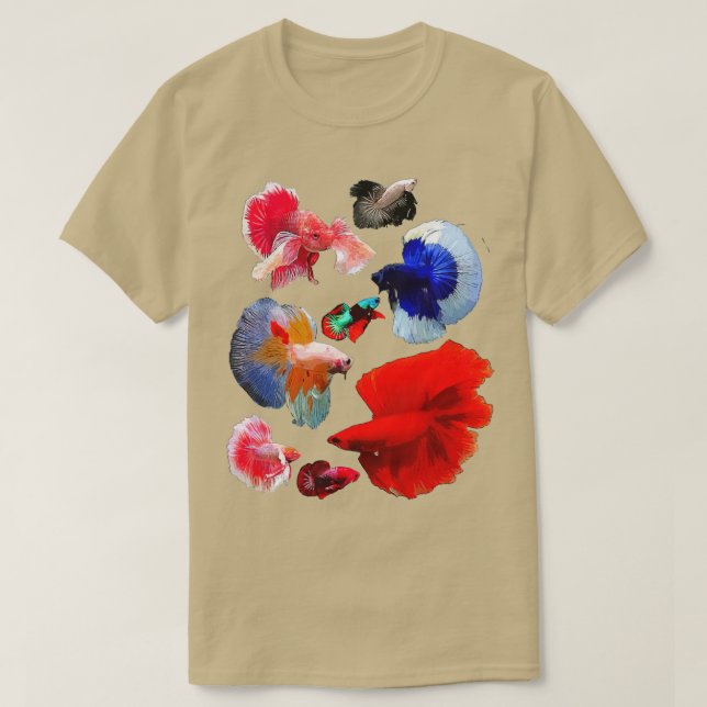 Betta Fish Colour Collage T-Shirt (Design Front)
