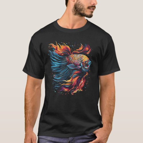 Betta Fish Cool Abstract Colorful T_Shirt