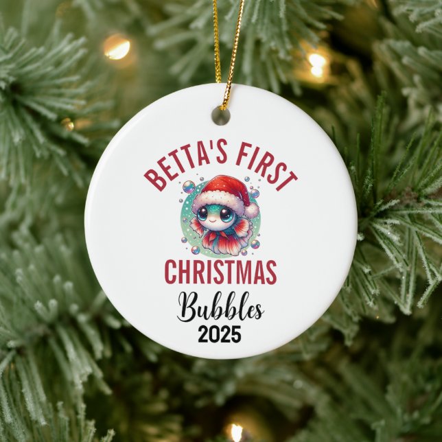 Betta Fish First Christmas 2025 Ceramic Ornament (Tree)