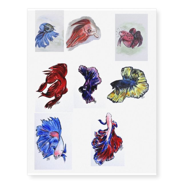 Betta Fish Glory Tatts Temporary Tattoos (Front)