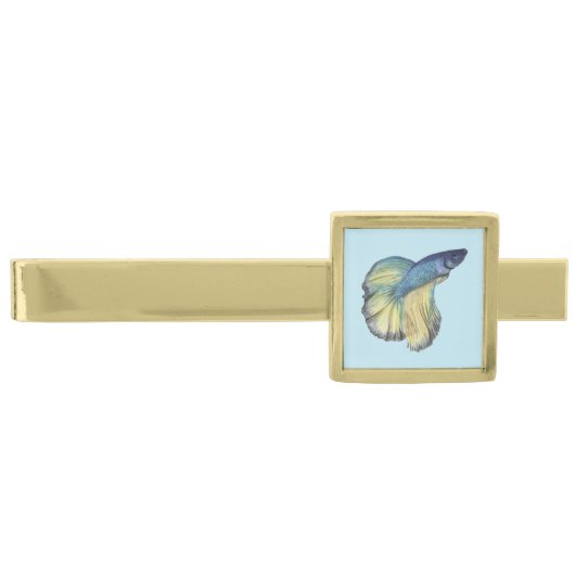 Betta Fish Gold Finish Tie Bar (Front)