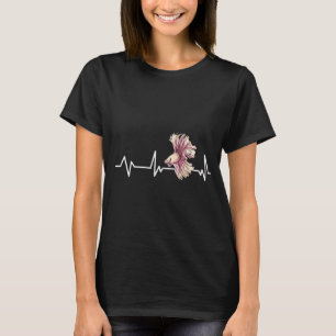 Betta Fish Heartbeat EKG Lifeline Siamese Fighting T-Shirt