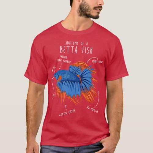 Betta Fish Siamese Fighting Fish Anatomy 1 T_Shirt