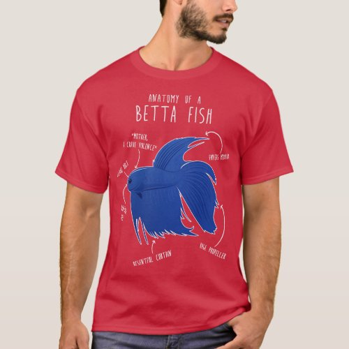 Betta Fish Siamese Fighting Fish Anatomy T_Shirt