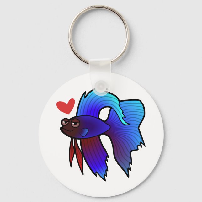 Betta Fish / Siamese Fighting Fish Love Keychain (Front)
