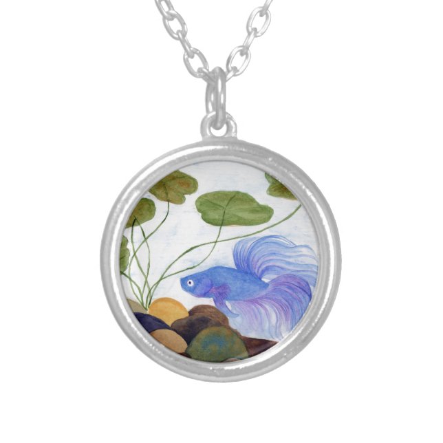 Betta Fish Silver Plated Necklace (Front)