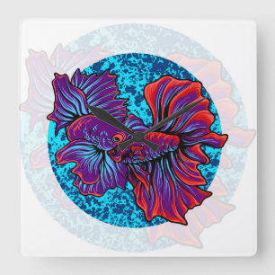 Betta fish  square wall clock