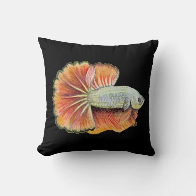 Betta Fish Throw Pillow (Front)