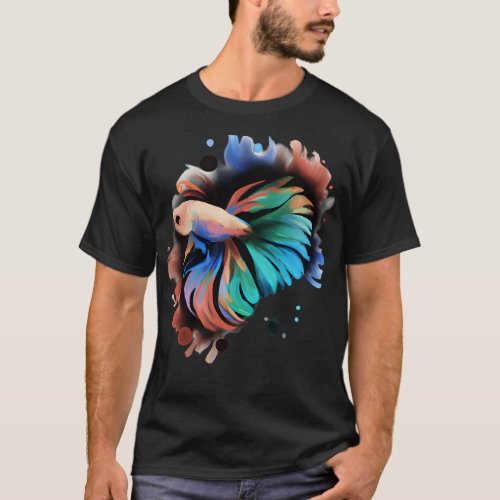 Betta Fish Watercolor Painting T_Shirt