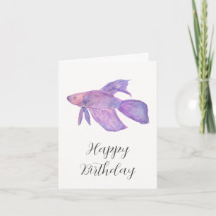 Betta Fish Watercolor Pencil Birthday Card