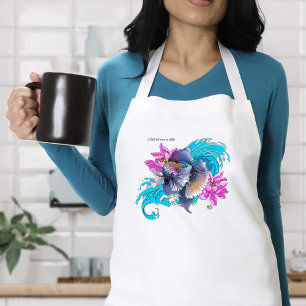 Betta Siamese Fighting Fish Lotus Waves Blue Adult Apron
