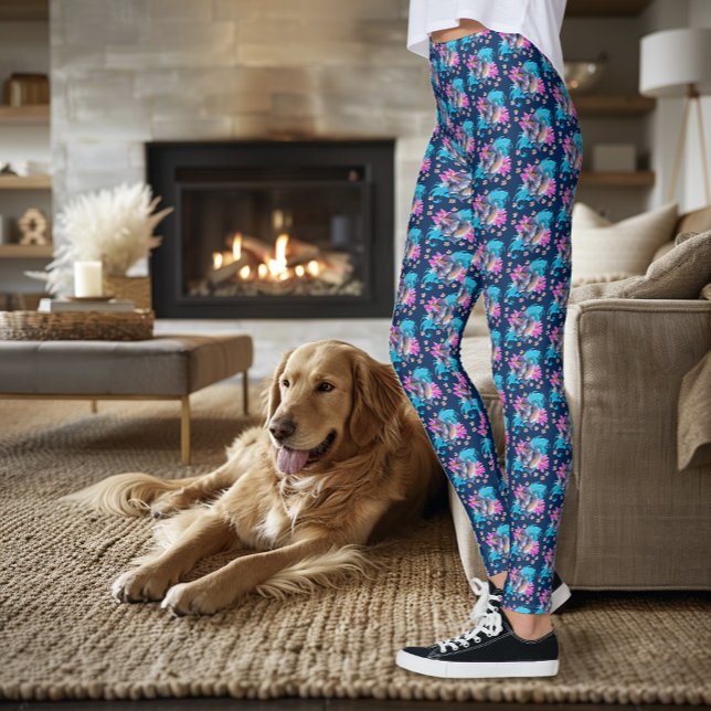Betta Siamese Fighting Fish Lotus Waves Blue Leggings (Creator Uploaded)