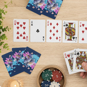 Betta Siamese Fighting Fish Lotus Waves Blue Poker Cards