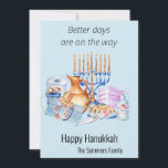 Better Days are on the Way Hanukkah 2021 Holiday Card<br><div class="desc">This design was created though digital art. It may be personalized in the area provided by changing the photo and/or text. Or it can be customized by choosing the click to customize further option and delete or change the color the background, add text, change the text color or style, or...</div>