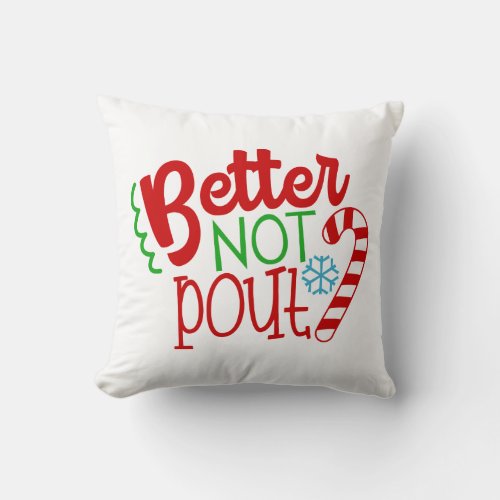 Better not pout Christmas words decor pillow