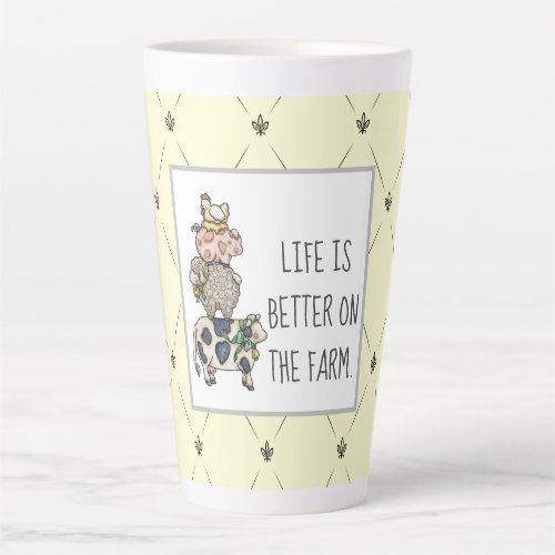 Better on the Farm Stacked Animals  Latte Mug