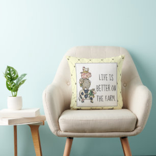 Better on the Farm Stacked Animals Throw Pillow