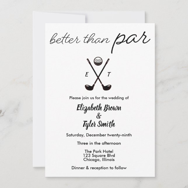 "better than par" Golf-themed Wedding Invitations (Front)