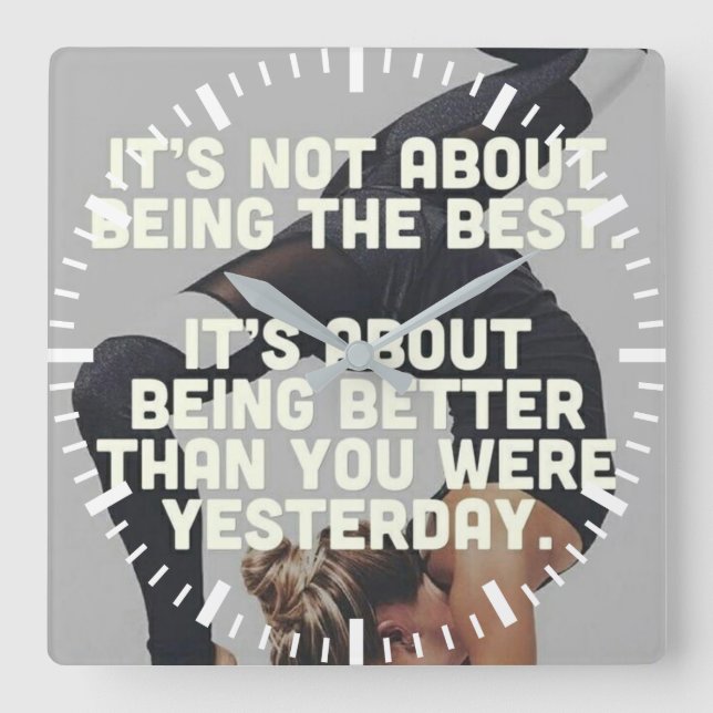 Better Than Yesterday - Women's Yoga Motivational Square Wall Clock (Front)