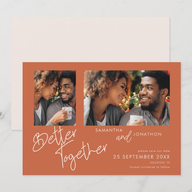 Better Together 2 Photo Terracotta Save The Date (Front/Back)